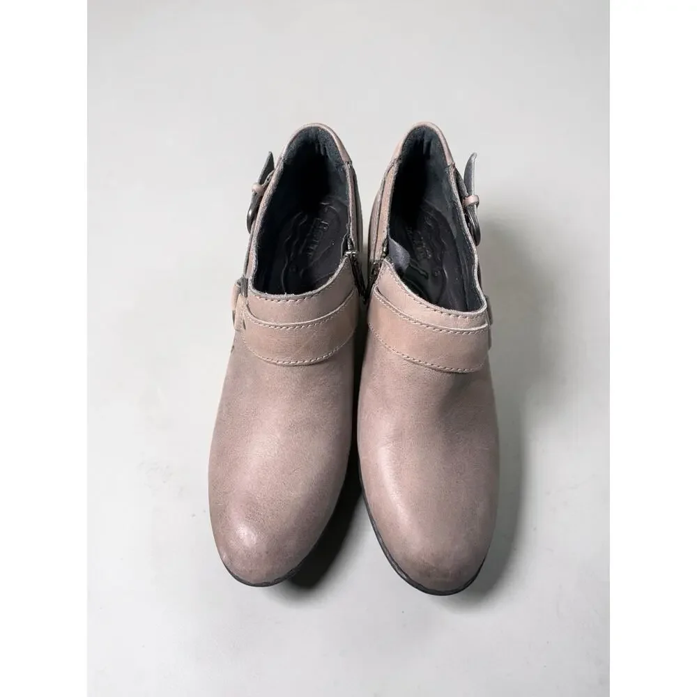 Born Zowy Women’s 8.5W Gray Leather Ankle Booties Side Zip Comfort Wide EU 40